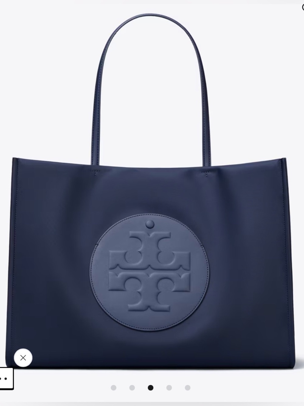Tory Burch Navy Ella Embossed Logo Tote large size